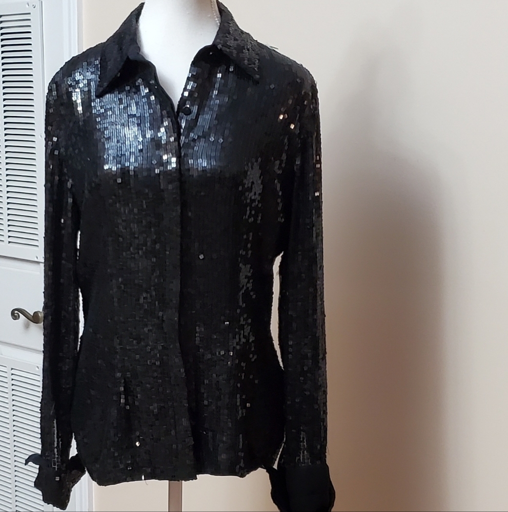 Cheetah B Sherri Bloom Peter Noviello Vintage Evening Blouse Size S